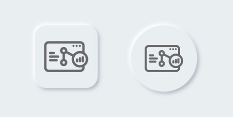 Analysis line icon in neomorphic design style. Graph statistic signs vector illustration.