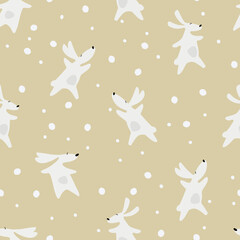 New Year and baby seamless pattern hand drawn funny Rabbits symbol 2023. New Year Party concept, winter holidays concept. For gift wrapping paper and other design projectswith