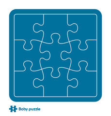 Vector baby puzzle template. 9 pieces. Isolated on white background