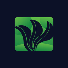 Square Leaf Logo Design Template