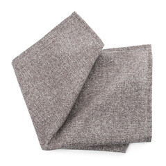 One grey kitchen napkin isolated on white, top view