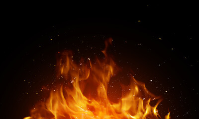 Fototapeta na wymiar Fire and spark on black background