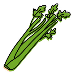 Celery herbs. Vegetable sketch. Color simple icon. Hand drawn doodle illustration