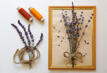 Flat lay composition with beautiful dried flowers on white background