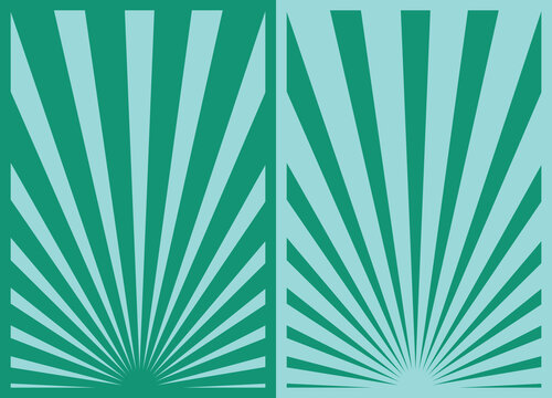 Set Of 2 Red Retro Inspired Vertical Posters, Green Holiday Backgrounds, Different Sunburst Promo DIY Modern Art Templates. 
