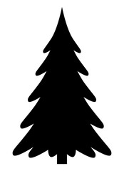 Fototapeta premium Christmas tree silhouette. Vector illustration. Isolated black object on white background.