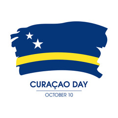 Curaçao Day public holiday icon vector. Abstract paintbrush Flag of Curaçao icon vector isolated on a white background. Wavy grunge Curacao flag design element. October 10. Important day