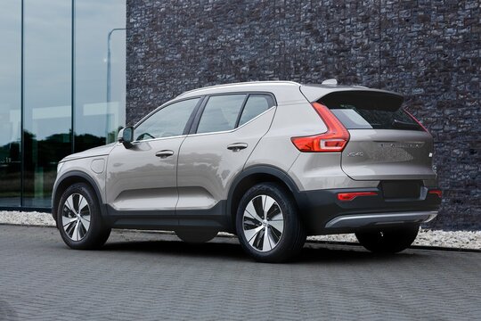 Gray Volvo XC 40 parked on a paved street in Drachten, the Netherlands