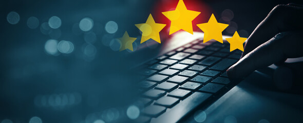 5 star rating. put a good mark - obrazy, fototapety, plakaty