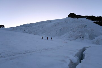 Multi day summer expedition through some glaciers in the alps. On the Monterosa massif starting...