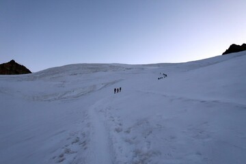 Multi day summer expedition through some glaciers in the alps. On the Monterosa massif starting...