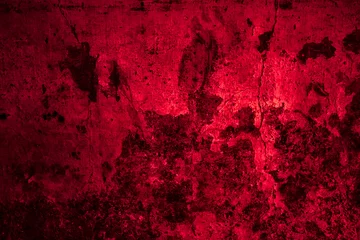 Rolgordijnen Scary dark red grunge wall concrete cement texture background © NeoReborn