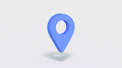 Blue location pin map marker 3D render illustration