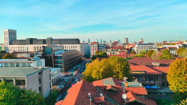 Panoramic view of Milano, 4k time lapse, Italy