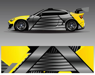Car wrap design vector. Graphic abstract stripe racing background kit designs for wrap vehicle  race car rally  adventure and livery
