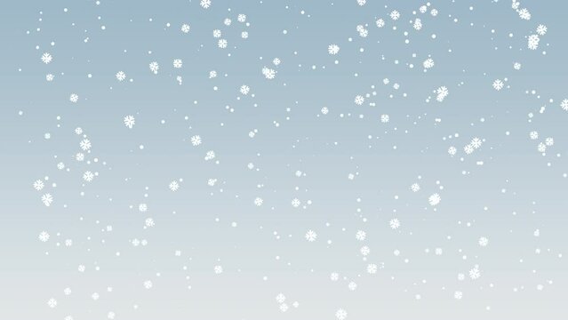 Fall snow and snowflakes in blue sky, motion holidays and winter style background for New Year and Merry Christmas