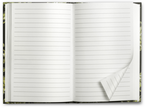 Blank open paper notebook memo isolated, minimum drop shadow