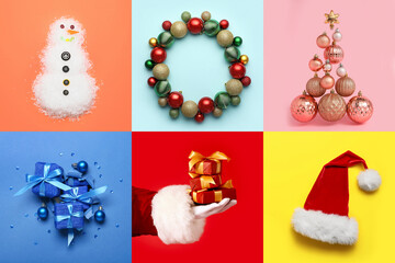 Festive collage for Merry Christmas and Happy New Year holidays