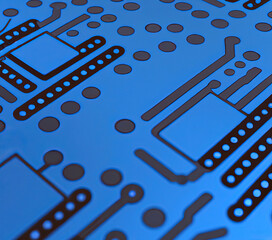 Ciemno niebieska płytka PCB elektroniczna.
