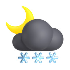 Night Snowfall 3d weather icon illustration