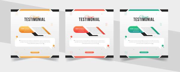 Creative and abstract concept of customer feedback social media template. Creative Customer service feedback review or testimonial social media post or web banner with color variation template.