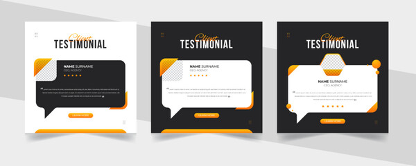 Creative concept of customer feedback social media template. Creative Customer service feedback review or testimonial social media post or web banner with color variation template.