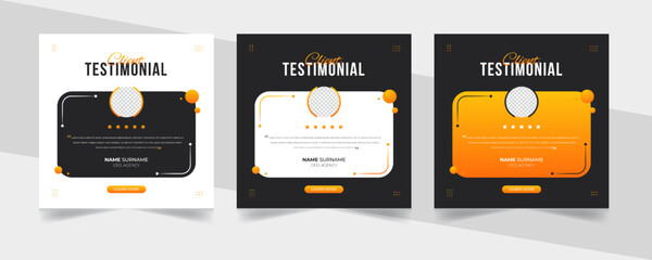 Creative Customer service feedback review or testimonial social media post or web banner with color variation template.