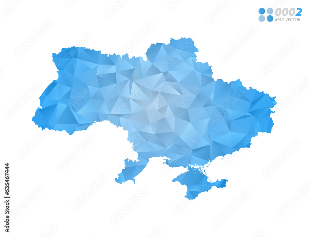 Wall mural ukraine map blue polygon triangle mosaic with white background. vector style gradient.