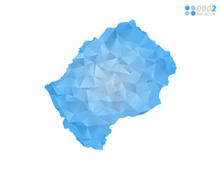 Lesotho map blue polygon triangle mosaic with white background. Vector style gradient.