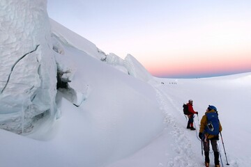Multi day summer expedition through some glaciers in the alps. On the Monterosa massif starting...