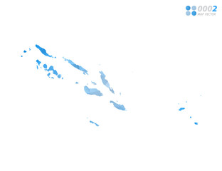 Solomon Island map blue polygon triangle mosaic with white background. Vector style gradient.