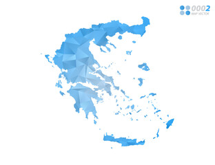 Greece map blue polygon triangle mosaic with white background. Vector style gradient.