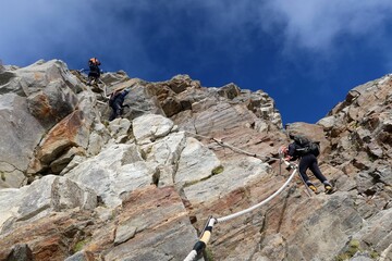 Multi day summer expedition through some glaciers in the alps. On the Monterosa massif starting...