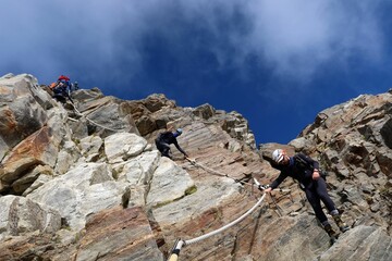 Multi day summer expedition through some glaciers in the alps. On the Monterosa massif starting from Zermatt and summiting multiple 4000m mountains