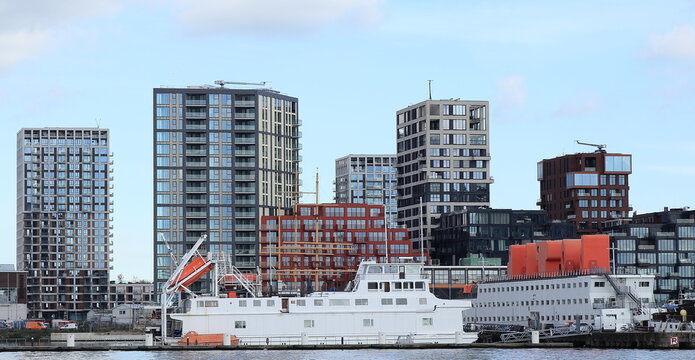 Amsterdam Pontkade Modern Architecture Under Construction View, NDSM District, Netherlands