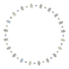 シックなジンジャーマンクッキーとハートクッキーな円形の飾り枠
