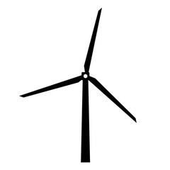 Windkraft Icon schwarz als Zeichen für Windmühle oder Windpark