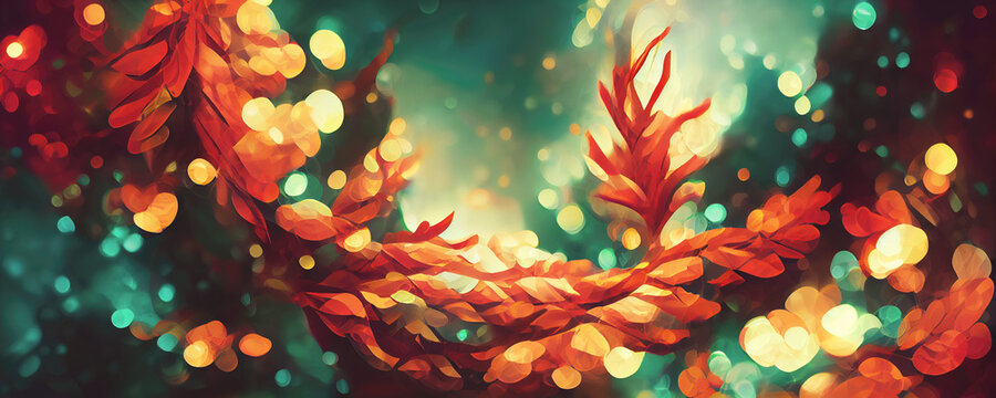 Abstract blurry lights as christmas bokeh wallpaper background