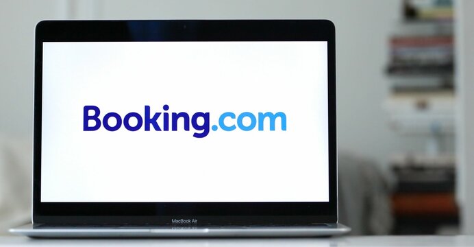 Booking.com logo on Laptop