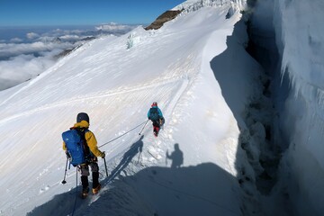 Multi day summer expedition through some glaciers in the alps. On the Monterosa massif starting...