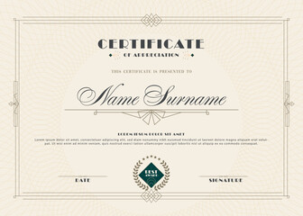 Certificate of completion template, Art deco themes