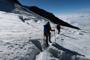 Multi day summer expedition through some glaciers in the alps. On the Monterosa massif starting from Zermatt and summiting multiple 4000m mountains