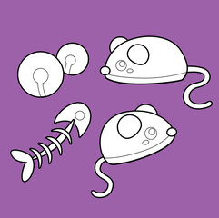 Rat Mouse Cat Toys and Fish Digital Stamp