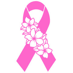 Breast cancer svg, Pink ribbon with flower svg, Cancer awareness svg