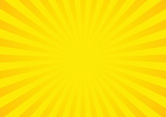 Yellow ray of sunlight background. Sunburst background. Vector illustration.