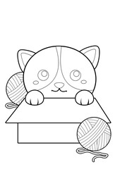 Cute Cat Pet Animals Coloring Pages A4 for Kids and Adult
