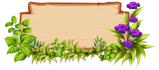 Wooden board template with nature leaves