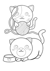 Cute Cat Pet Animals Coloring Pages A4 for Kids and Adult