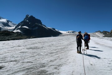 Multi day summer expedition through some glaciers in the alps. On the Monterosa massif starting...