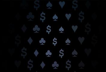 Dark black vector texture with playing cards.